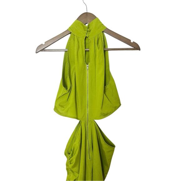 Kendall + Kylie Cobain Dress Citron Green Cut Out Asymmetric Hem Size 0-2 - Picture 7 of 13